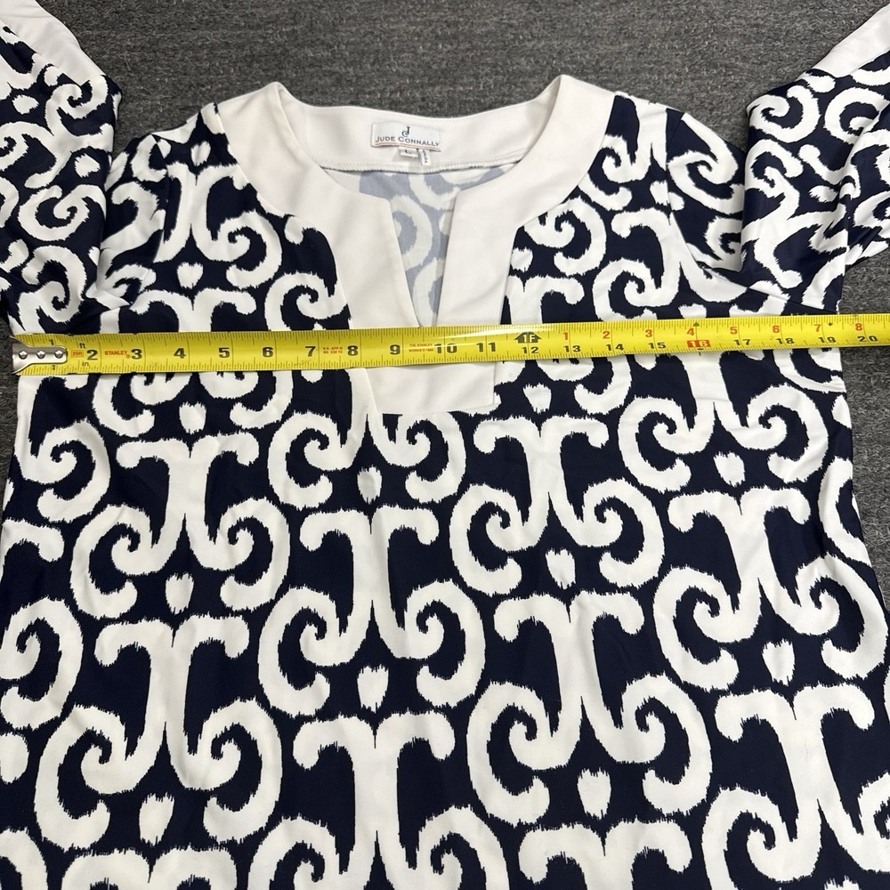 Jude Connally Navy and White Patterned Shift Dress - Picture 5 of 9